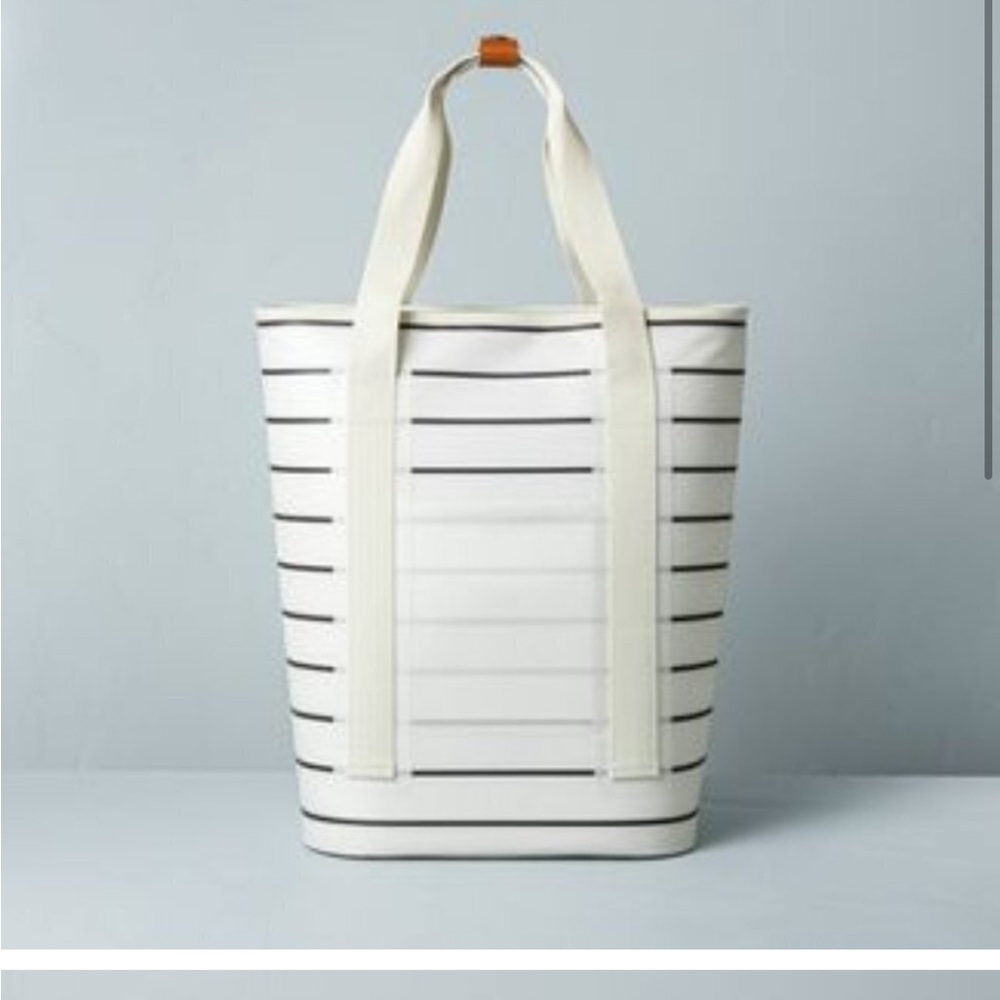 Hearth & Hand Cream and Black Striped cooler bag